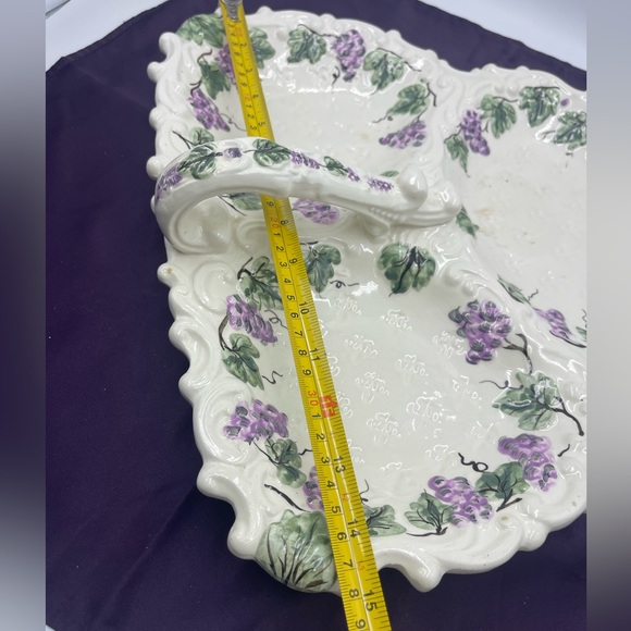 Ardalt Lenwile China:Hand Painted Grapes Leaves Divided Serving Platter w/Handle - Picture 15 of 16